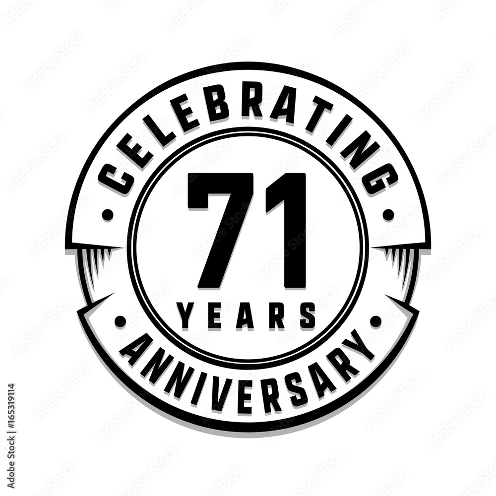 71 years anniversary logo template. Vector and illustration.