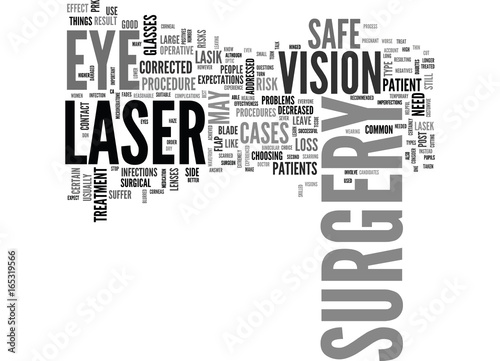 IS LASER EYE SURGERY SAFE Text Background Word Cloud Concept