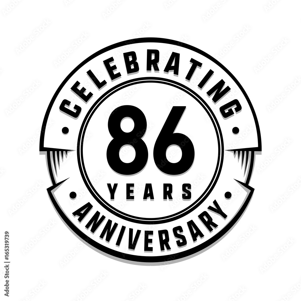 86 years anniversary logo template. Vector and illustration.