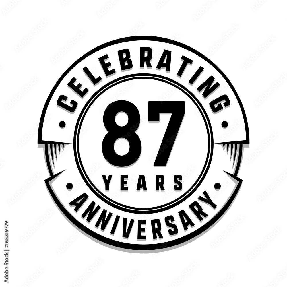 87 years anniversary logo template. Vector and illustration.