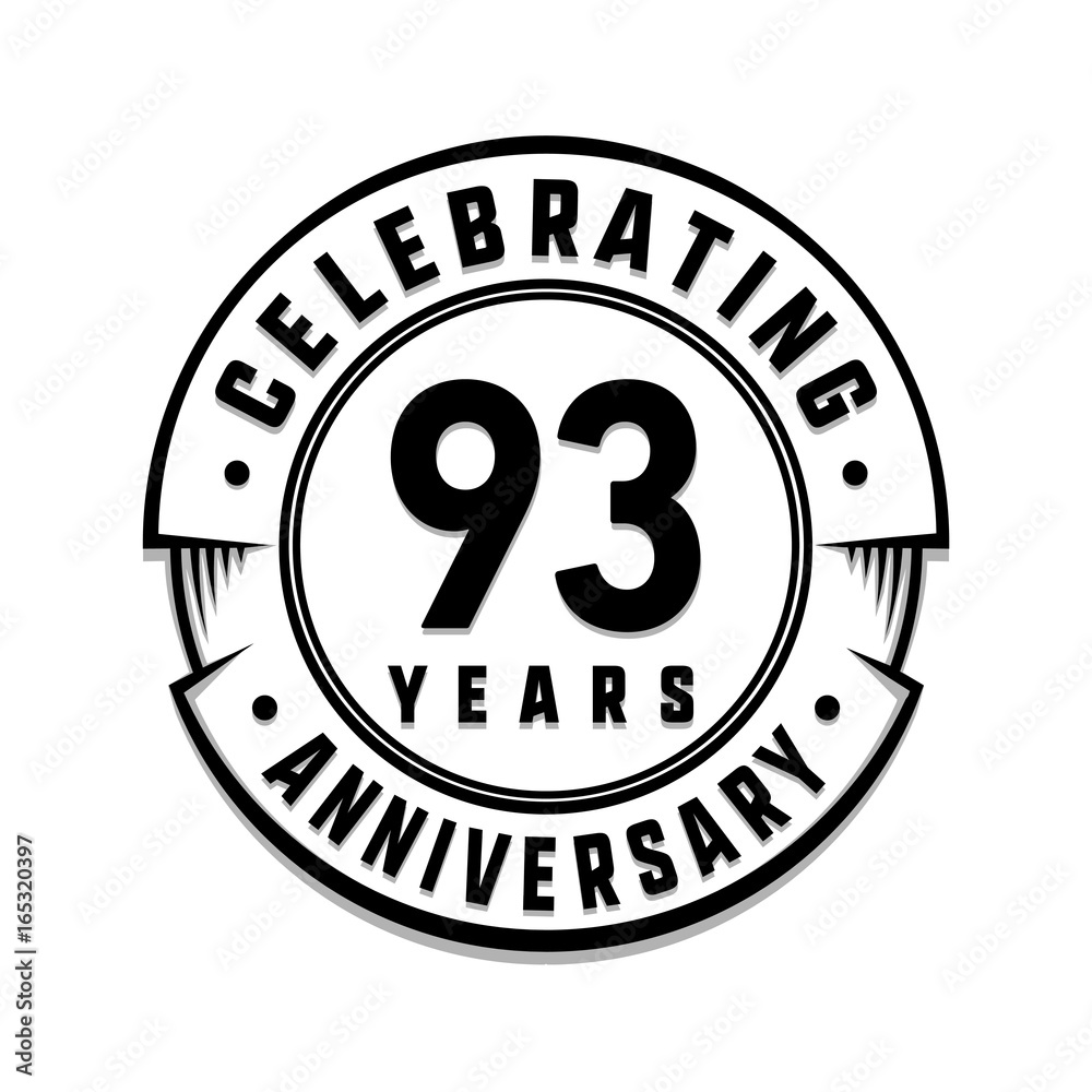 93 years anniversary logo template. Vector and illustration.