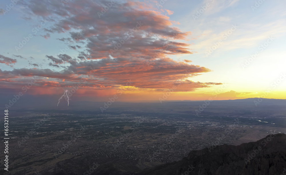 A Thunderstorm at Sunset Over Albuquerque, New Mexico