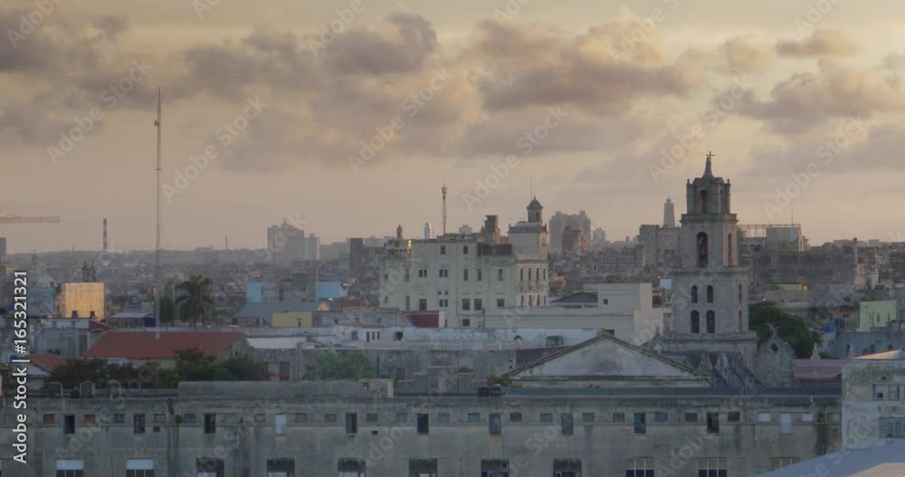 A high angle evening establishing shot of the Havana, Cuba skyline. A high angle evening establishing shot of the Havana, Cuba skyline.