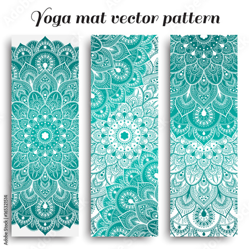 Set of yoga mat vector pattern light colors