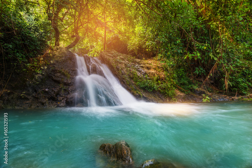 Waterfall landscape.  .Travel destination at Salika waterfall Nakornnayok Thailand.