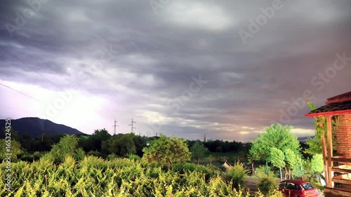 Timelapse of night hunderstorm against the background of vineyards in the Alazani Valley. photo