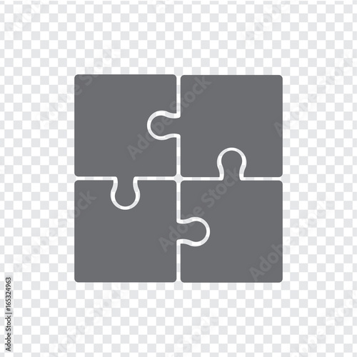 Simple icon puzzles in grey on a transparent background. Simple icon puzzle of the four elements. Stock vector. Flat design.
