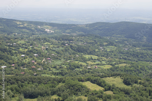 Aerial view of small Georgian village in Caucasus © Khatuna