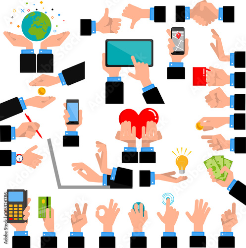 A set of hands, a flat design.