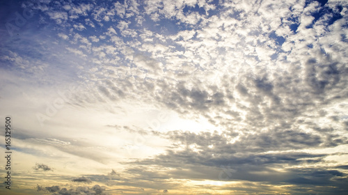 Blue sky with clouds in sunset