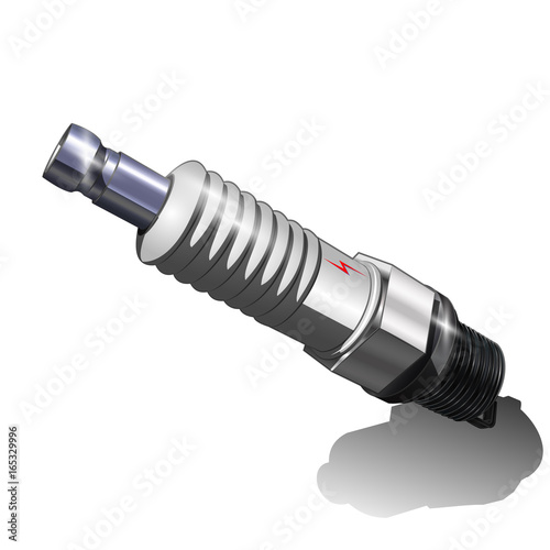Isolated car spark plug on a white background