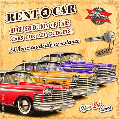 Rent a car retro poster