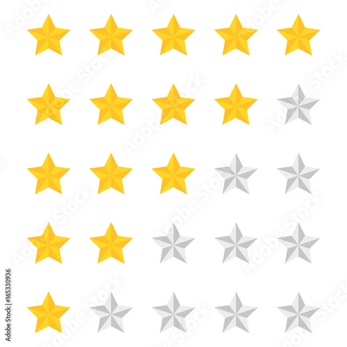 Star. vector set. rating using stars on a five-point system.