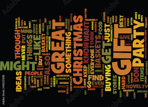 GIFT FOR CHRISTMAS PARTY Text Background Word Cloud Concept