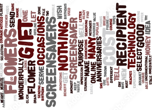 GIFT FLOWER SCREENSAVERS Text Background Word Cloud Concept