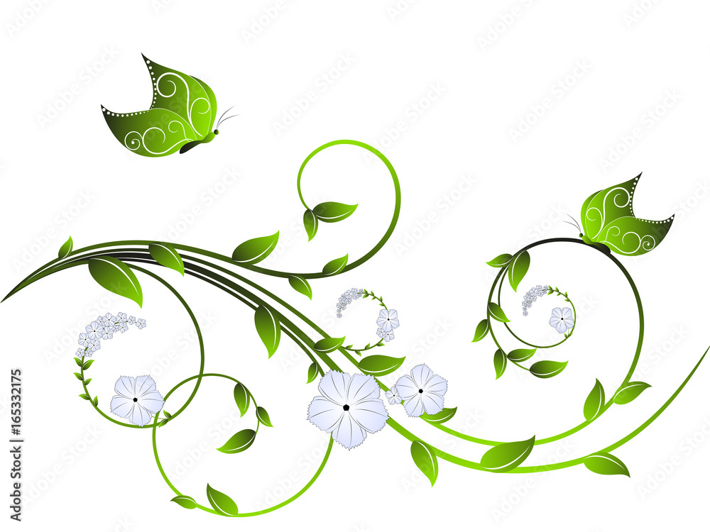 Abstract floral background with butterflies. Abstract floral background with butterflies.