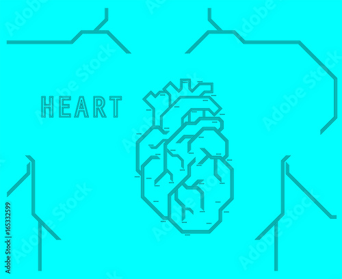 circuit board Heart, Blue background