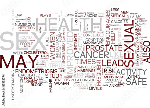 FREQUENT SEX AND GOOD HEALTH Text Background Word Cloud Concept