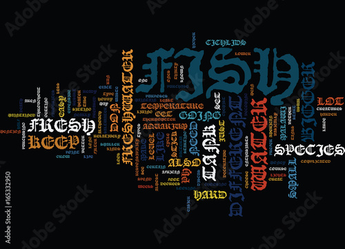 FRESHWATER AQUARIUM FISH Text Background Word Cloud Concept