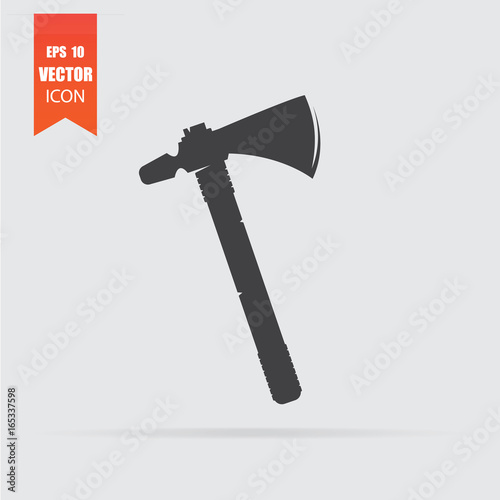 Axe icon in flat style isolated on grey background.