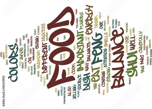 FOOD AND FENG SHUI Text Background Word Cloud Concept