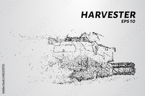 Harvester of particles. The harvester consists of small circles. Combine into smaller molecules. Vector illustration
