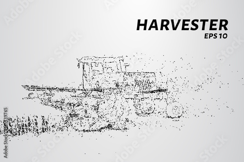 Harvester of particles. The harvester consists of small circles. Combine into smaller molecules. Vector illustration