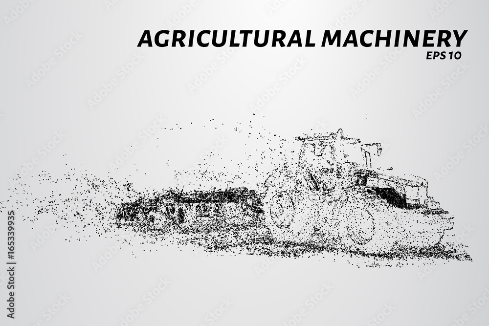 Tractor of the particles. The tractor consists of dots and circles. vector illustration