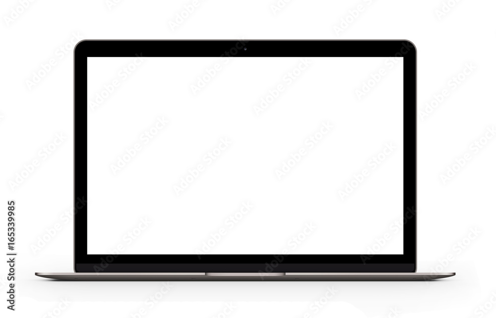 Dark laptop with blank computer screen. Front view Mock up. 3d illustration Dark laptop with blank computer screen. Front view Mock up. 3d illustration