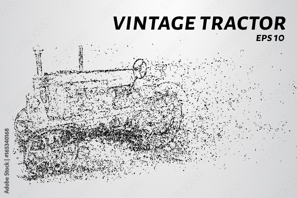 Obraz premium Tractor of the particles. The tractor consists of dots and circles. vector illustration.