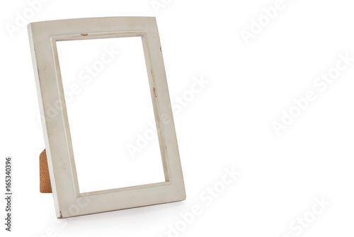 Old white photo frame, isolated on white background with clipping path.