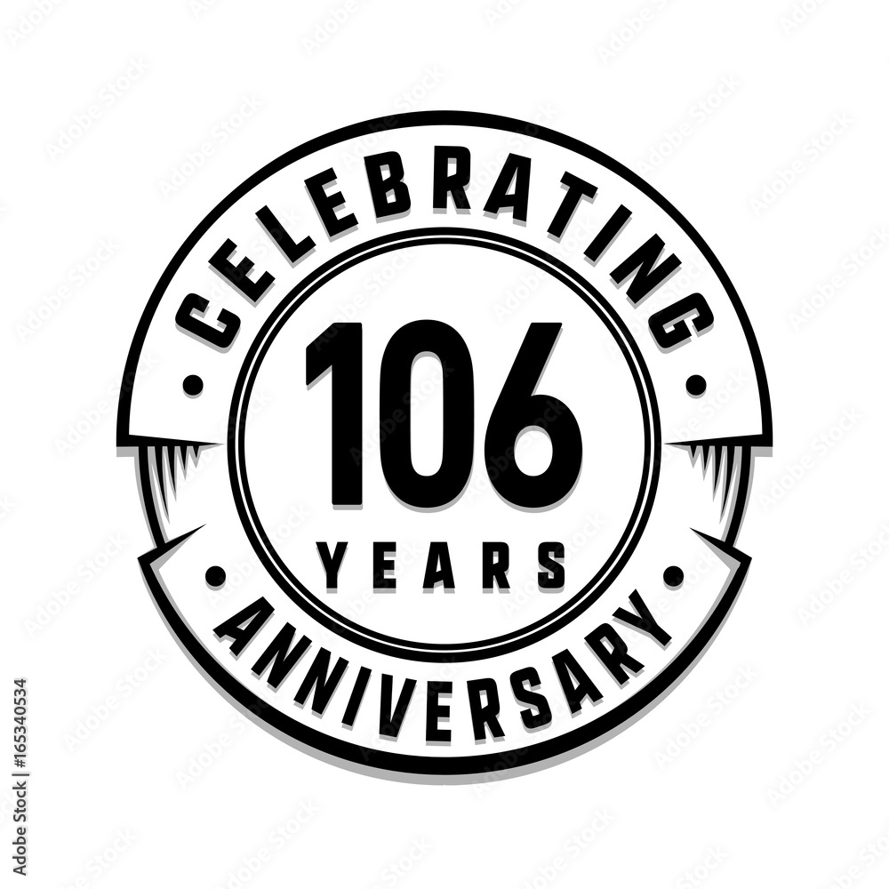 106 years anniversary logo template. Vector and illustration.