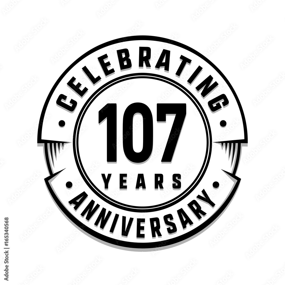 107 years anniversary logo template. Vector and illustration.