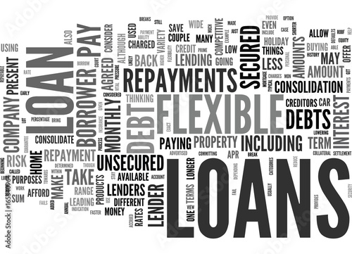 FLEXIBLE LOANS Text Background Word Cloud Concept