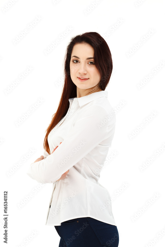 Young attractive businesswoman isolated on white Young attractive businesswoman isolated on white