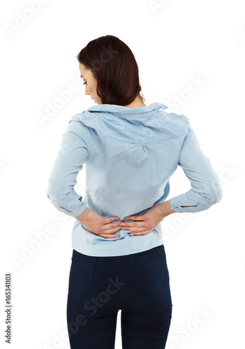 Woman massaging back pain
