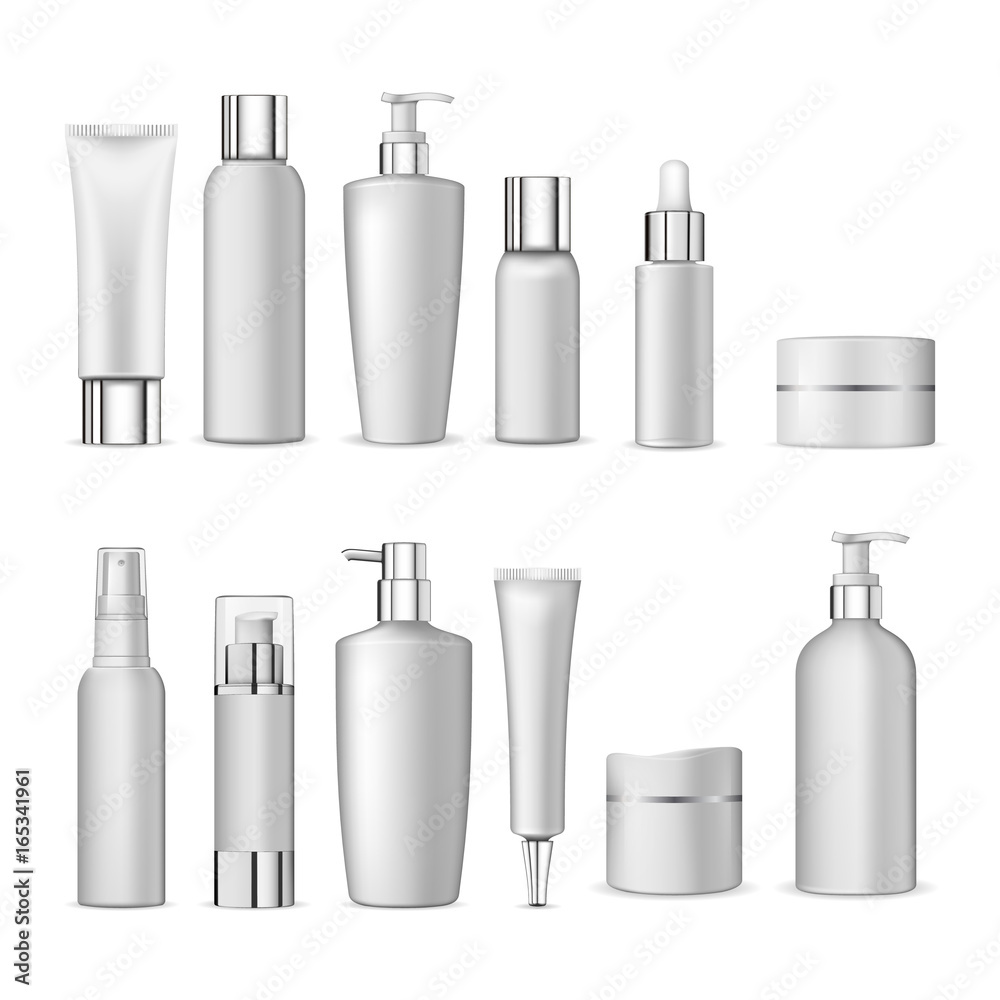 3d white realistic cosmetic package icon set empty tubes on white background vector illustration 3d white realistic cosmetic package icon set empty tubes on white background vector illustration