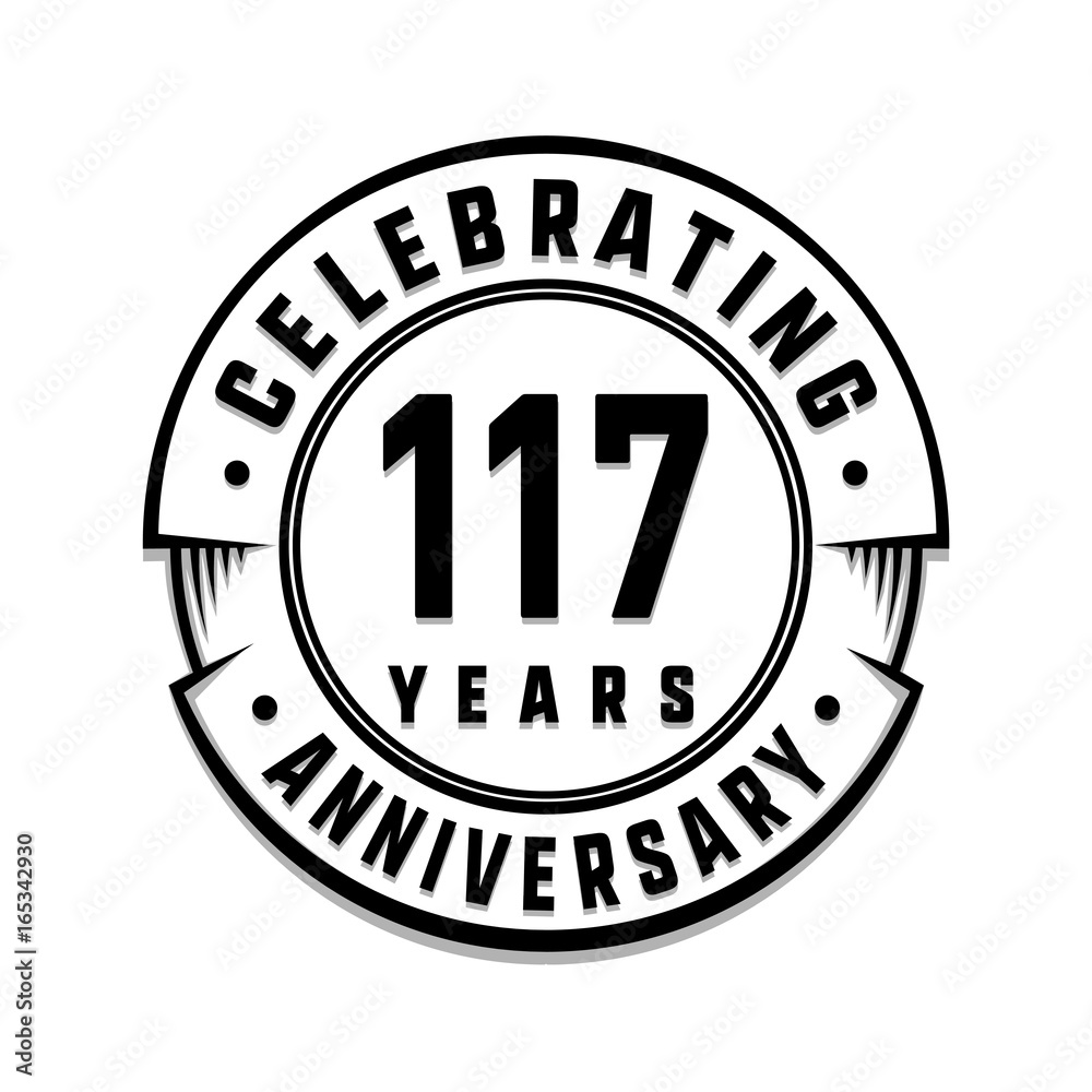 117 years anniversary logo template. Vector and illustration.