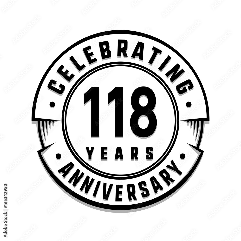 118 years anniversary logo template. Vector and illustration.
