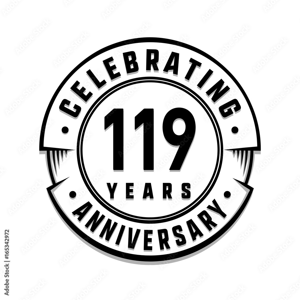 119 years anniversary logo template. Vector and illustration.