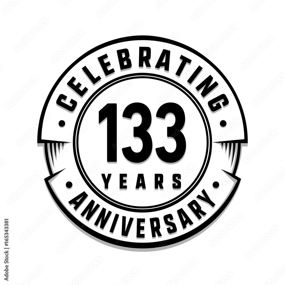 133 years anniversary logo template. Vector and illustration.