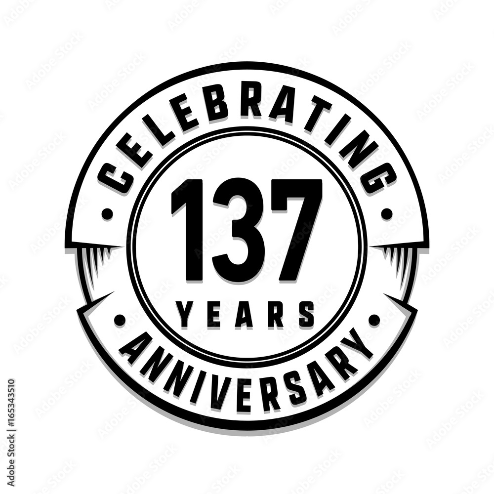 137 years anniversary logo template. Vector and illustration.