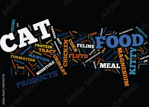 FIVE CAT FOOD FACTORS THAT DISCOURAGE FELINE UTD Text Background Word Cloud Concept