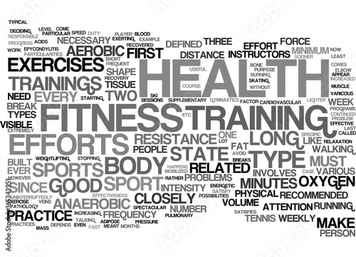 FITNESS AND HEALTH Text Background Word Cloud Concept photo