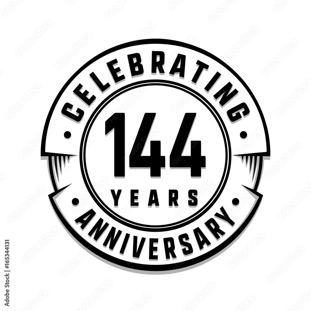 144 years anniversary logo template. Vector and illustration.