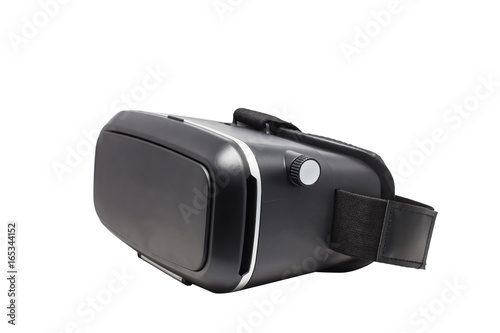Virtual reality glasses video digital technology innovative gadgets display equipment accessories smart phone play design electronic screen black Isolated white background.