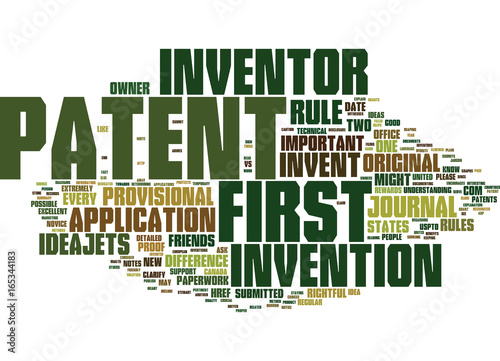 FIRST TO INVENT VS FIRST TO PATENT Text Background Word Cloud Concept