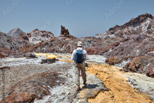 One traveler follows the path of a salt stream, Iran.