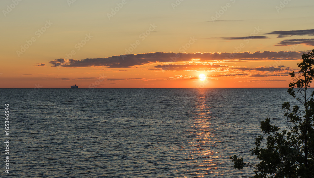 Bright sunset in the Baltic Sea