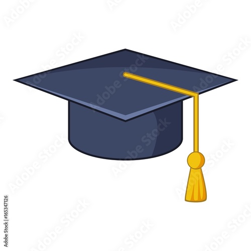Graduation hat icon, cartoon style
